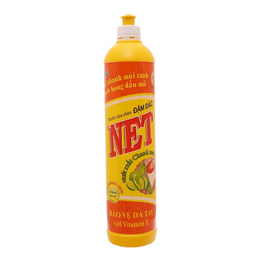 Nước rửa chén NET đậm đặc chiết xuất chanh tươi chai 800ml