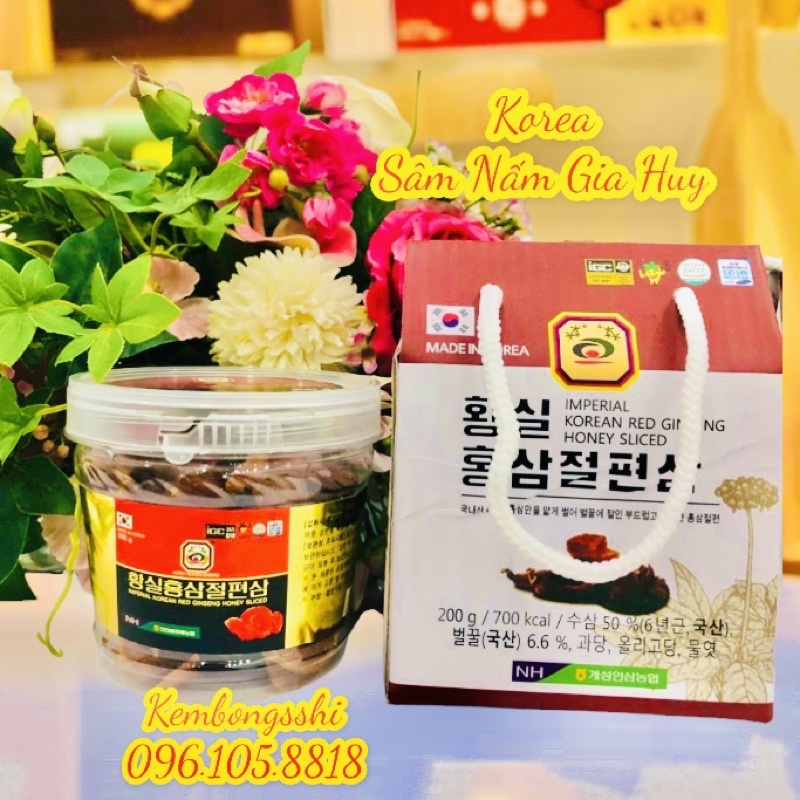 [HÀNG MỚI VỀ] Sâm Lát Tẩm Mật Ong Hộp Quai Xách 200gr HÀN QUỐC