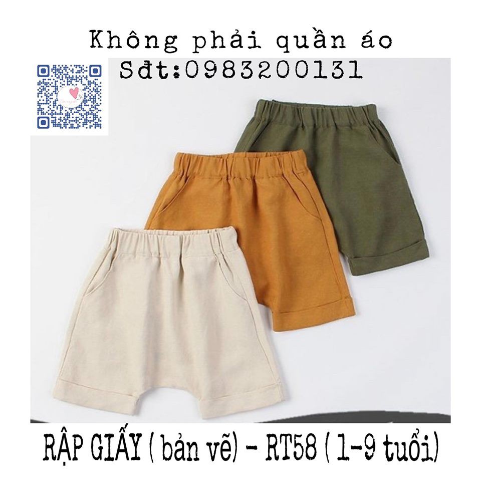 RẬP GIẤY(bản vẽ)_ RT58_rập quần kiểu bé trai