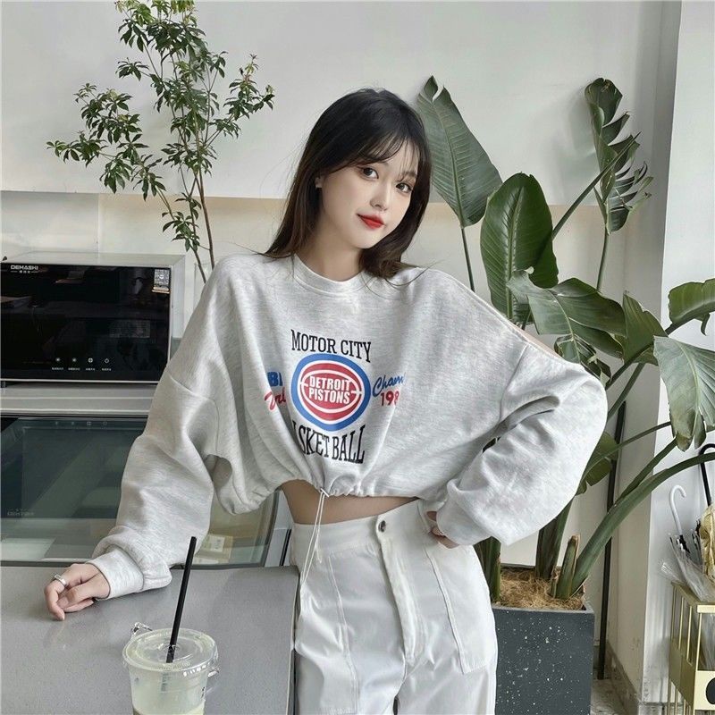 Áo Sweater Trễ Vai Dáng Ngắn In Họa Tiết Thời Trang Mùa Thu Cho Nữ