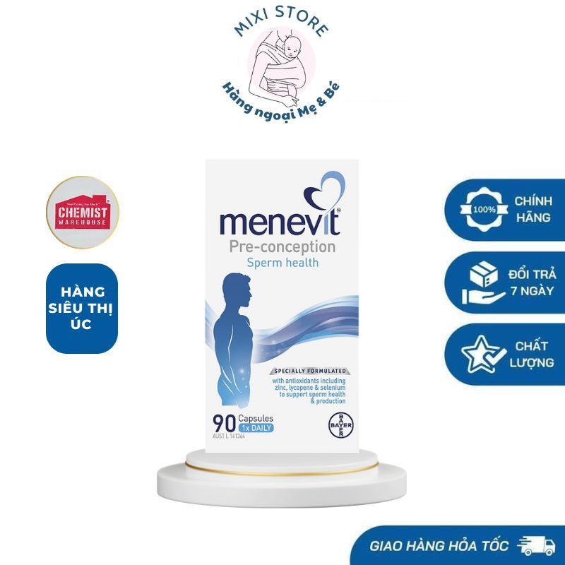Viên uống Menevit- Tăng cường sinh lý nam, Vitamin cho nam giới 30/90 viên của Úc, tăng chất lượng, số lượng tinh trùng