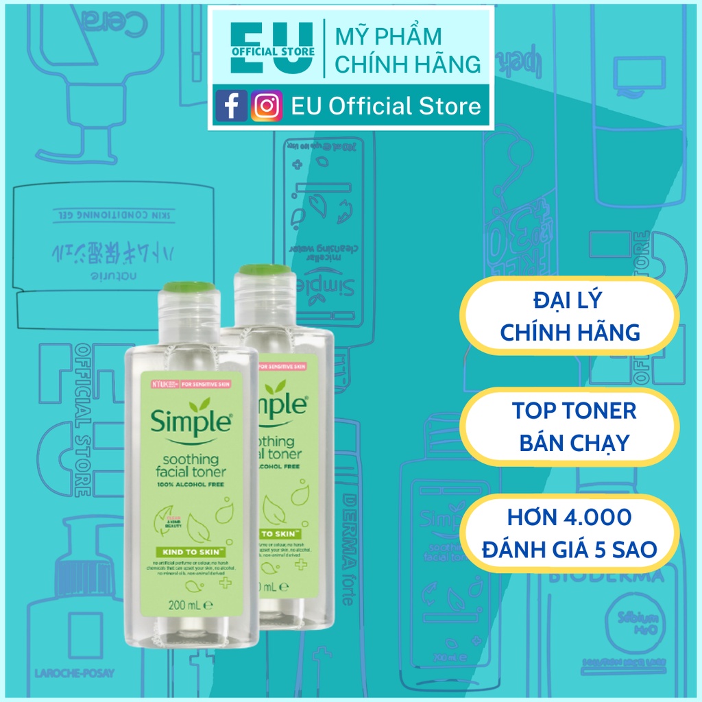 [Mã COSDAY giảm 8% đơn 150K] [Loại 200ml] Nước hoa hồng Simple, Toner Simple Kind To Skin Soothing Facial