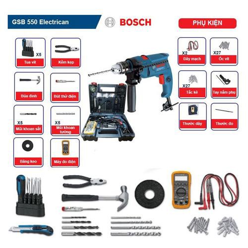 Máy Khoan Động Lực Bosch GSB 550 E- Chuyên dùng cho thợ điện- gia đình