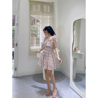 Đầm váy voan hoa khuy đá