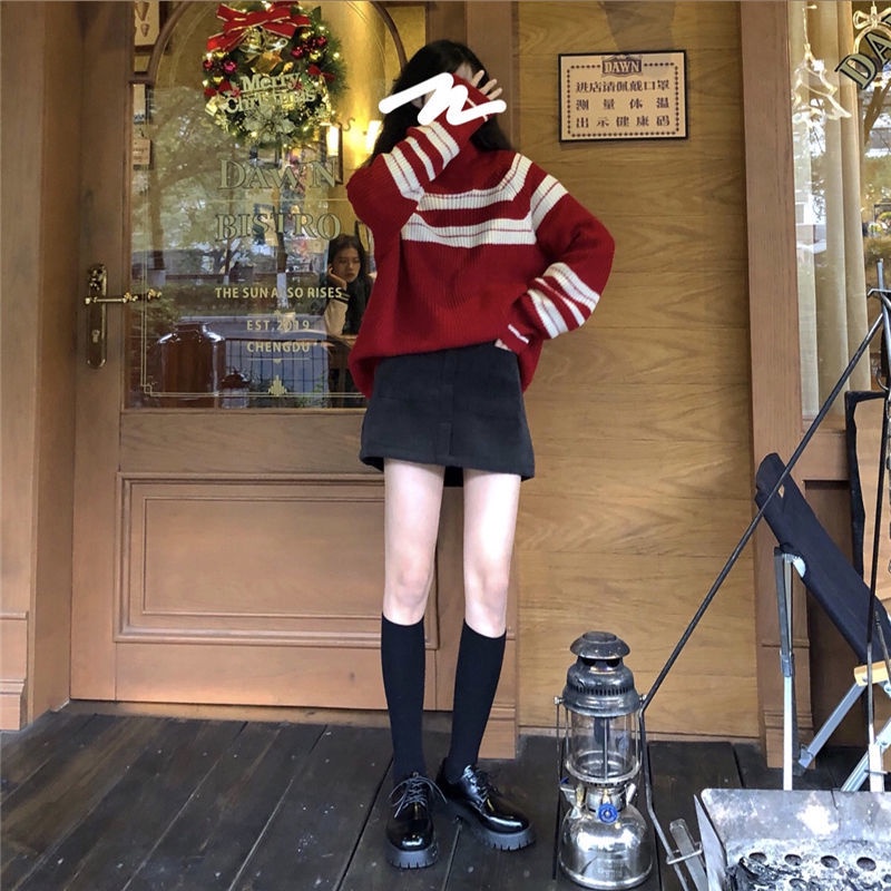 Áo nỉ nữ dài tay cổ cao thời trang Hàn