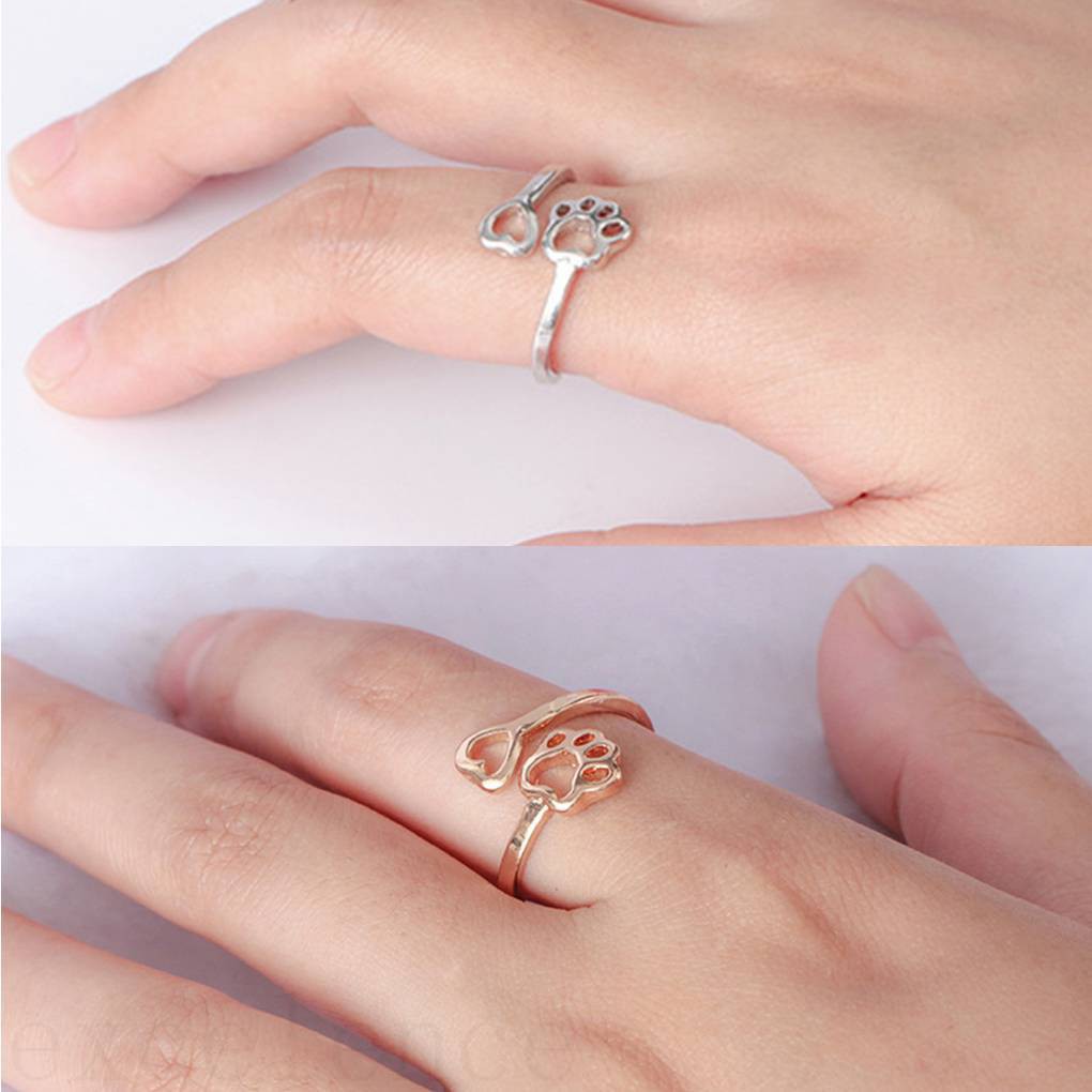 Nhẫn Bằng Hợp Kim Hình Dấu Chân Cún Xinh Xắn Thời Trang