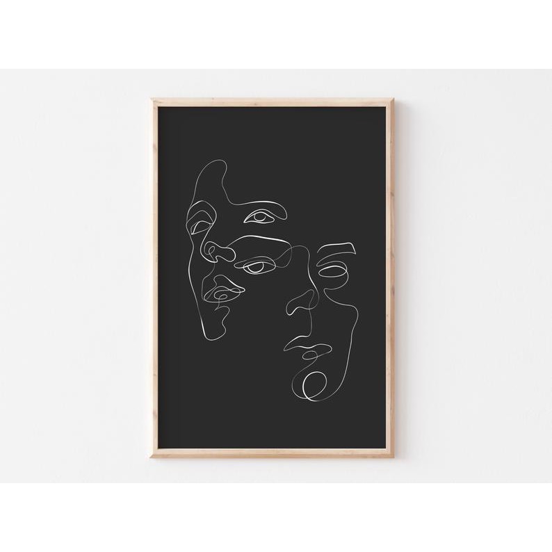 Tranh treo tường | Line art-Abstract Face Fine Line Print, Black Prints 40 , tranh canvas giá rẻ