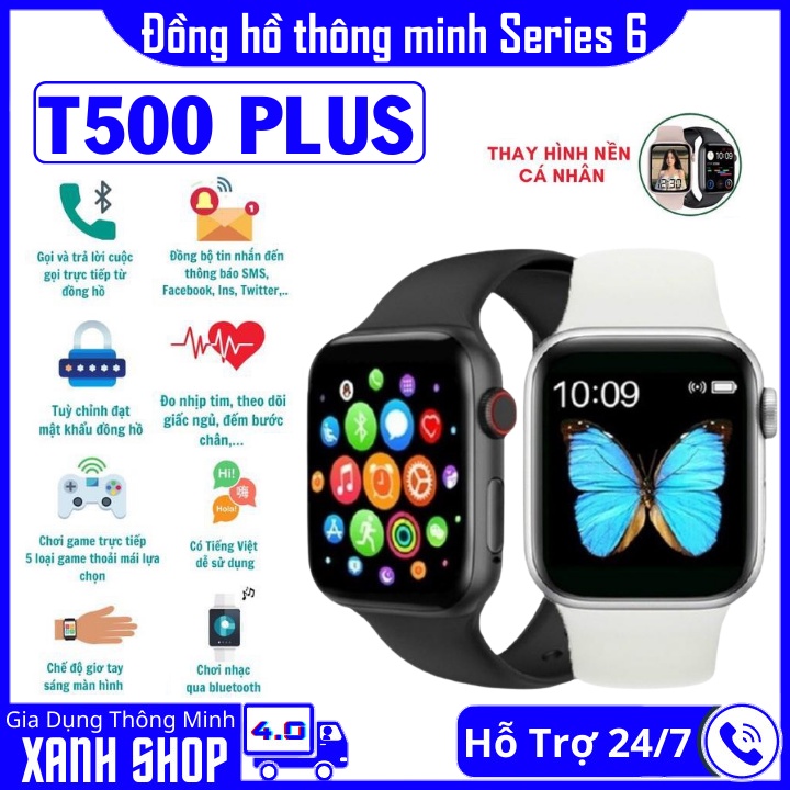 Đồng hồ thông minh chống nước T500 Plus - Màn hình tràn viền, PIN khủng, hỗ trợ tiếng Việt, nhắn tin, nghe gọi mượt mà