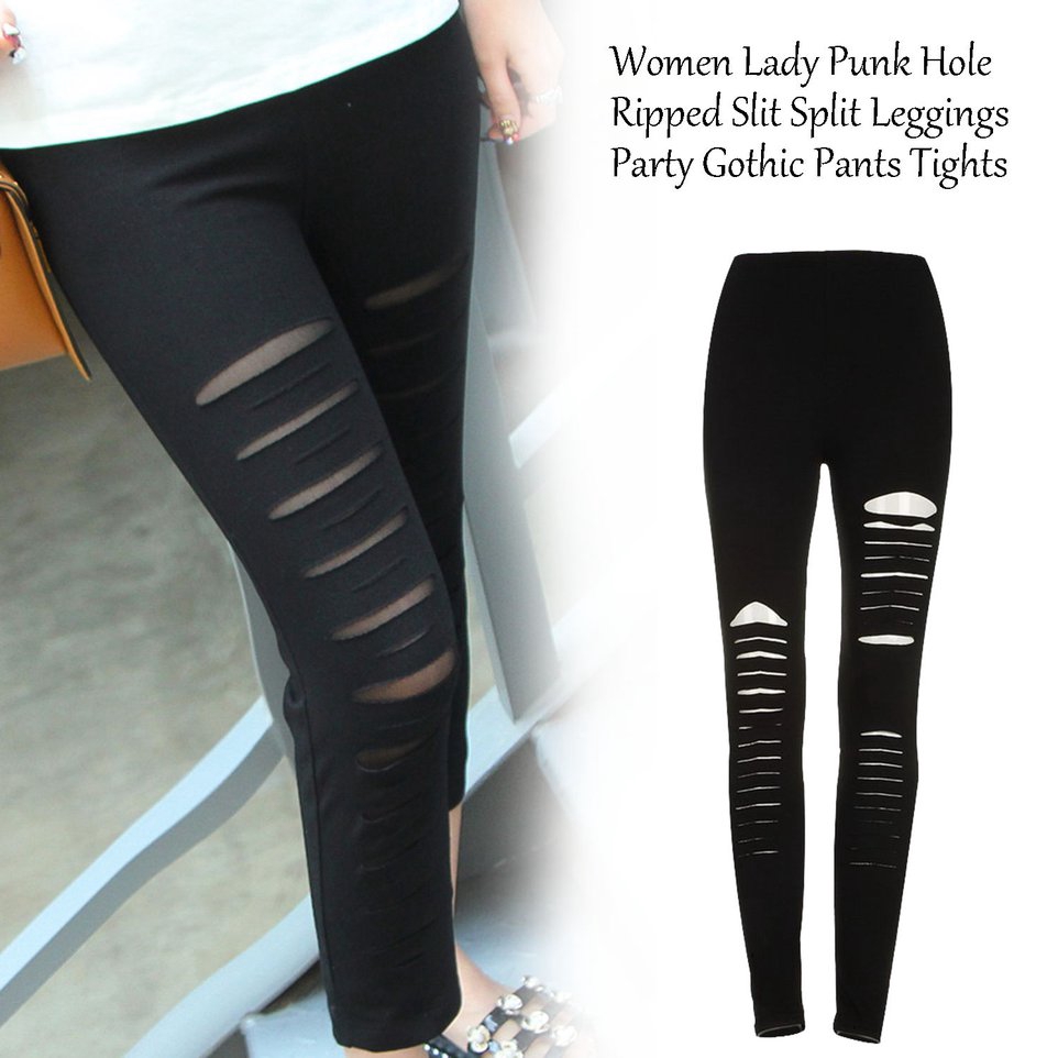 Quần legging rách phong cách gothic cổ điển