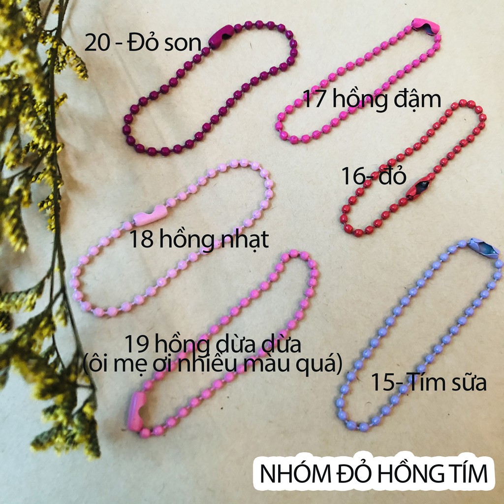 1 dây bi 15cm phủ sơn đủ màu để gắn chìa khoá / làm móc khoá đồ handmade keychain key ring nhiều màu