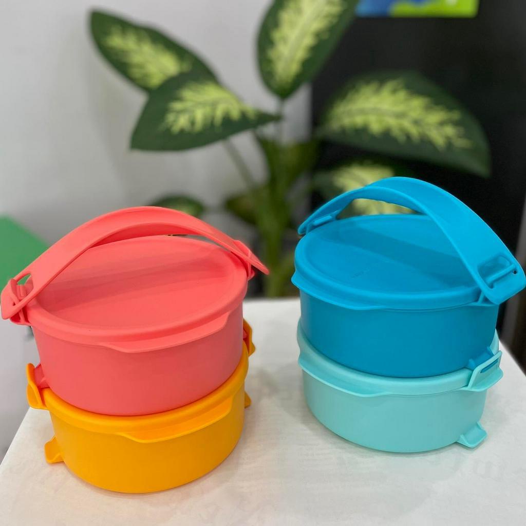 Bộ Hộp Cơm Văn Phòng Tupperware Small Round Click To Go, Khoen Cài Thông Minh Nắp Kín Khí Kín Nước