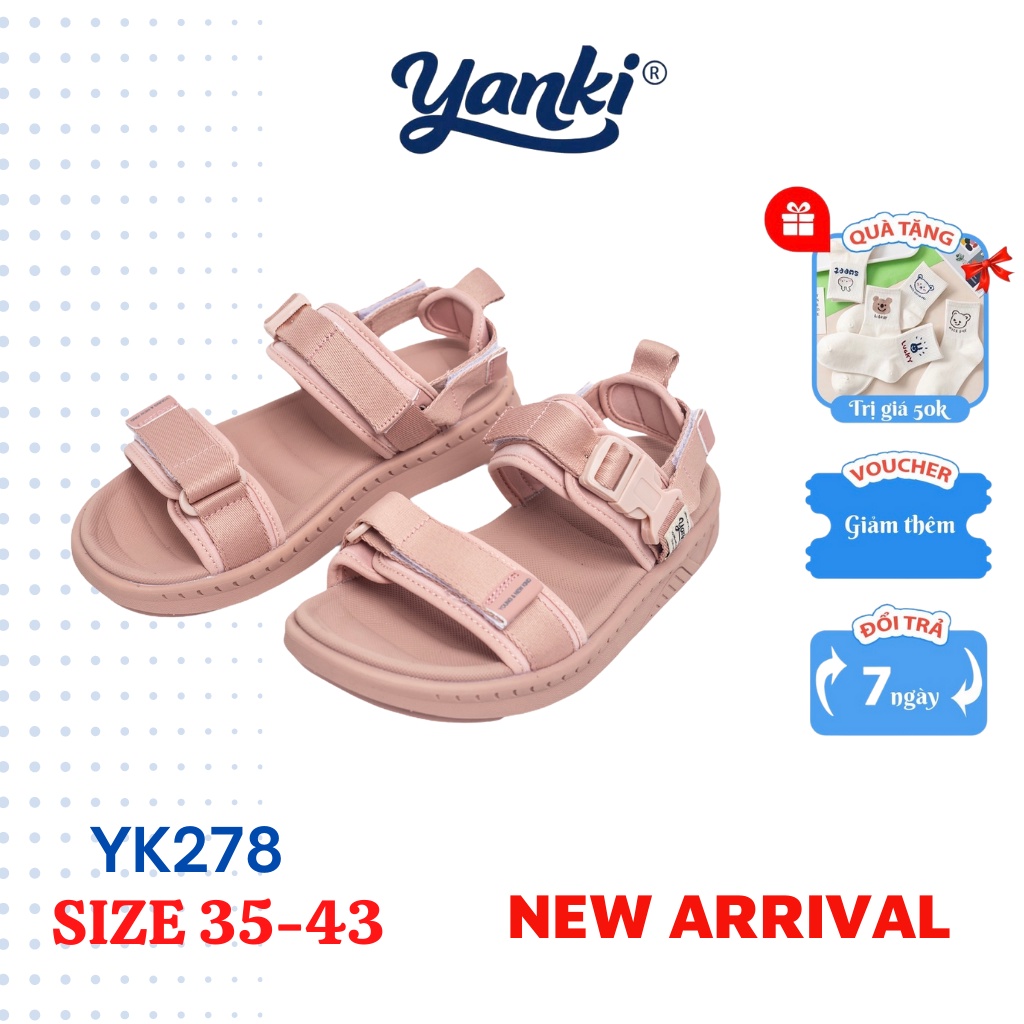 Sandal Nữ Quai Ngang Thời Trang YANKI Sport YK278 - Hồng