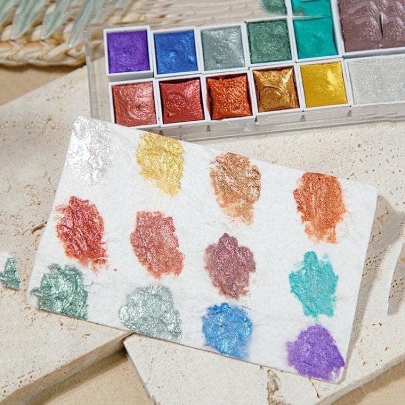 Màu nước set 36 màu hàng chính hãng, màu vẽ nail có tặng kèm full set cọ