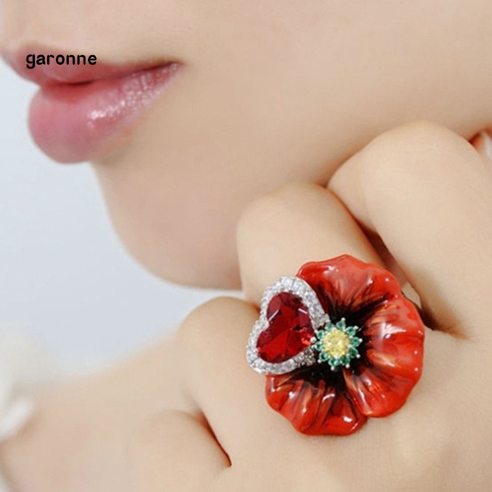 Nhẫn đính đá ruby giả kiểu dáng sang trọng thanh lịch dành cho nữ