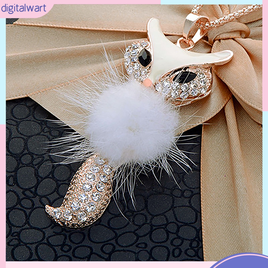 Dây chuyền dài mặt hồ ly phối bông tua rua mềm mịn sang trọng cá tính dành cho nữ