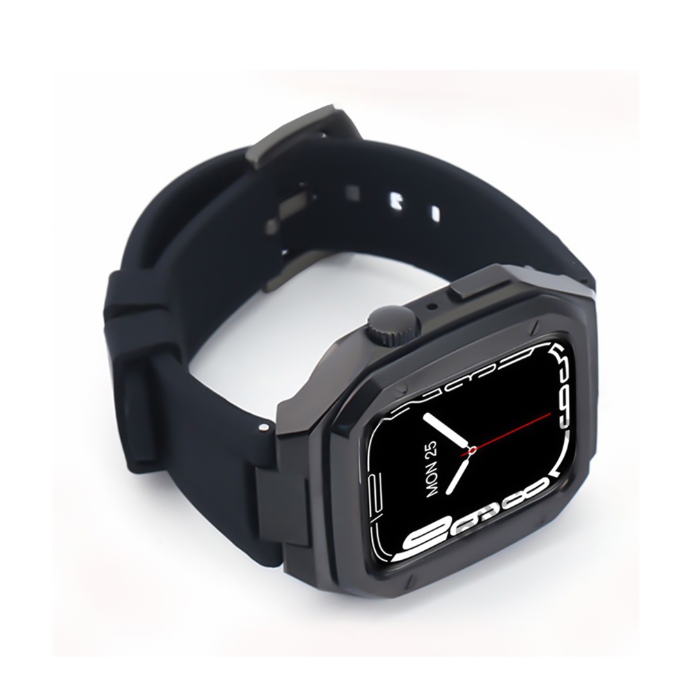 Set dây đeo silicon + vỏ bảo vệ inox Jansin thích hợp cho Apple Watch 8 7 6 se 5 4 45mm 44mm