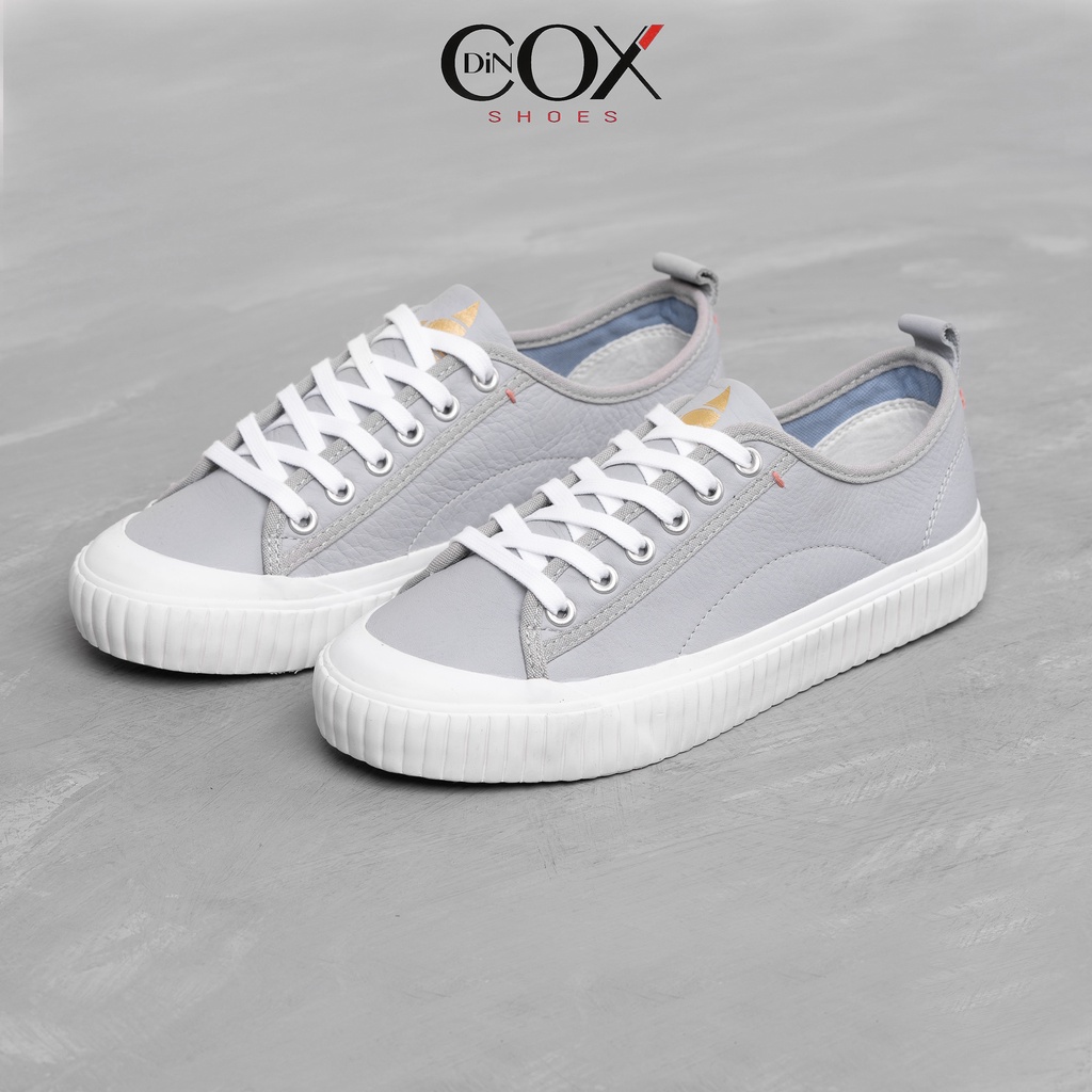 Giày Sneaker Da Bò Thật Nữ DINCOX E02 Grey Sang Trọng