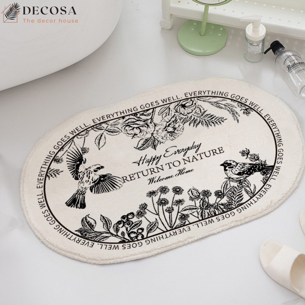 Thảm chùi chân chống trượt in họa tiết Vintage DECOSA