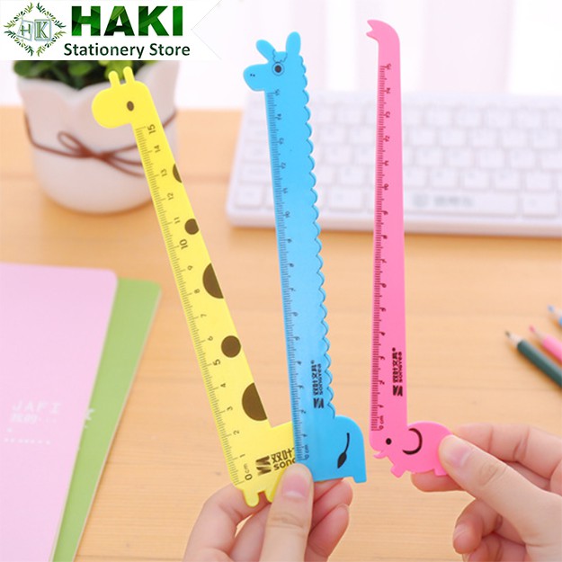 Thước kẻ học sinh hình hươu cao cổ cute, thước kẻ nhựa chiều dài 15cm TK01