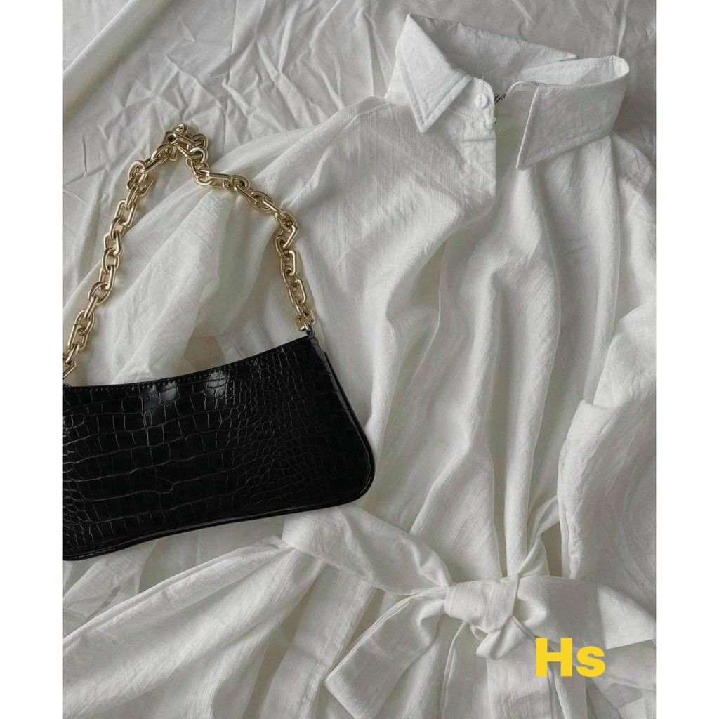 Set Váy Sơ Mi Kèm Đai Buộc Chất Liệu Đũi - HT STORE | BigBuy360 - bigbuy360.vn