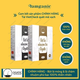 Bột lá nhuộm tóc phủ bạc Ogatic - Làm từ bột lá móng và lá chàm - Không hóa chất - An toàn cho da đầu