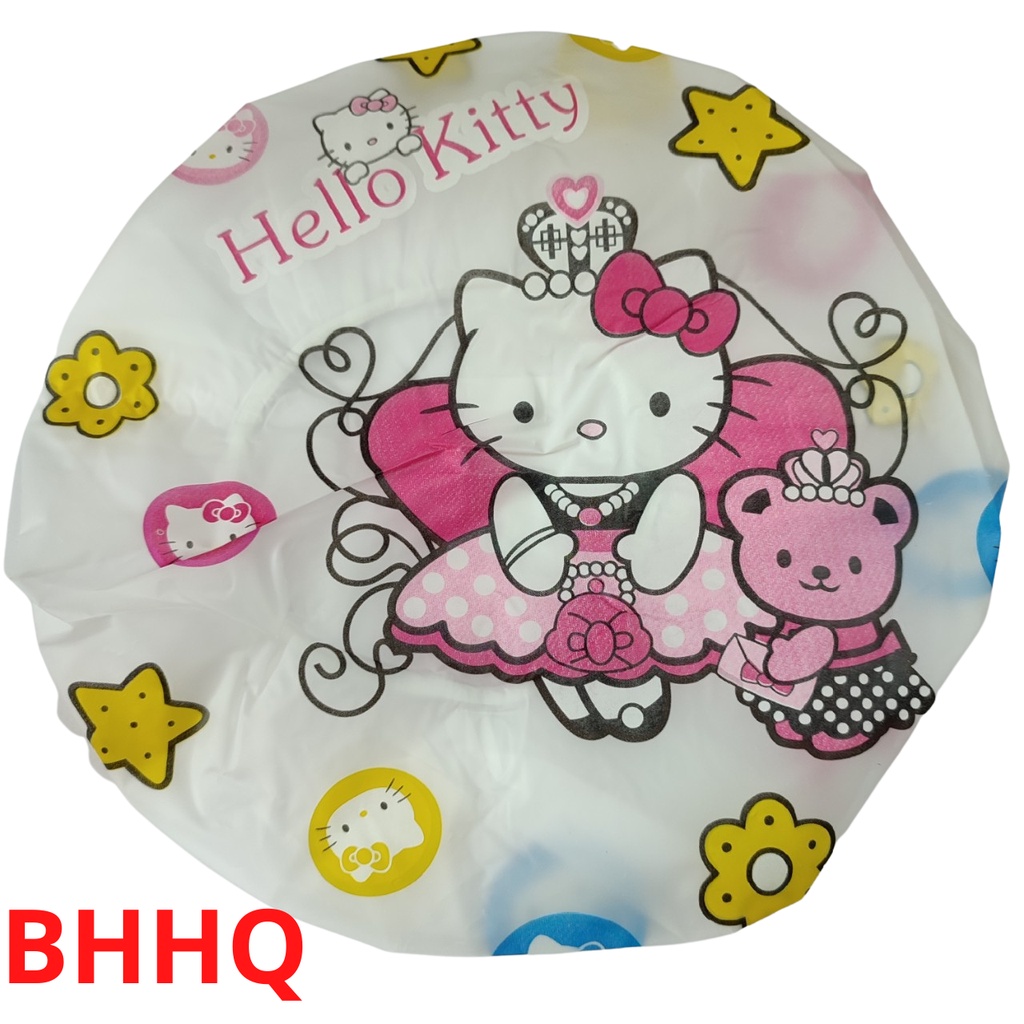 Mũ trùm tóc khi tắm nhiều họa tiết xinh xắn.