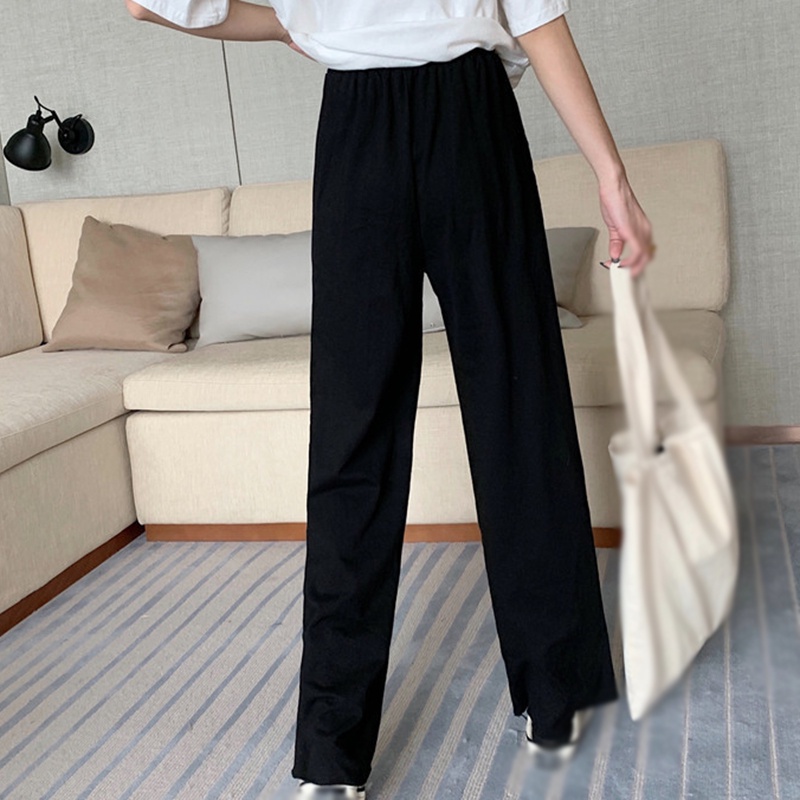 Quần Dài Nữ Ống Rộng Lưng Cao Màu Trơn Thời Trang