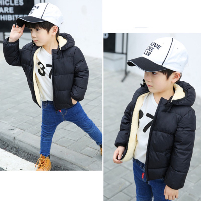 Áo Khoác Phao Đệm Cotton Phối Nhung Giữ Ấm Thời Trang Cho Bé Trai Và Gái