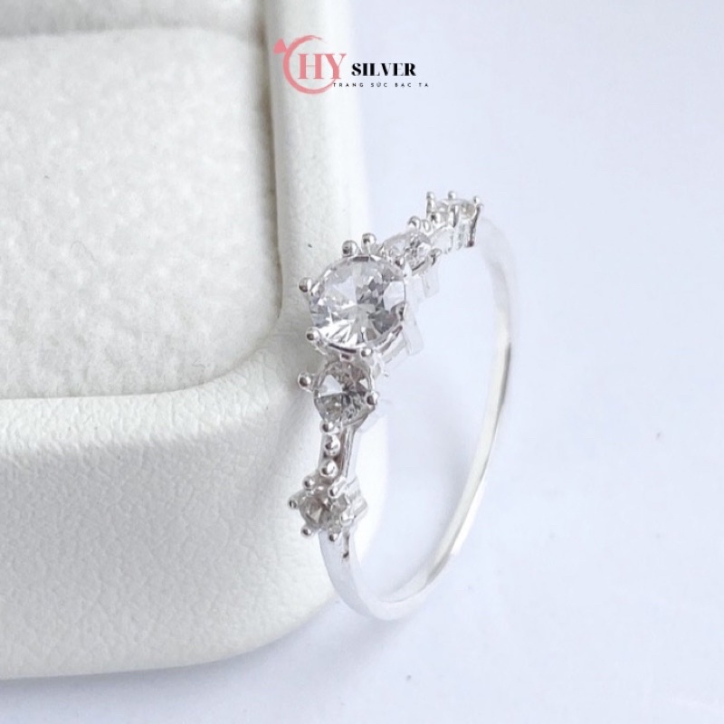 Nhẫn bạc ta snow princess ori nhẫn bạc ta bông tuyết 5 viên đá nhẫn nữ bạc thật giá rẻ CHY SILVER