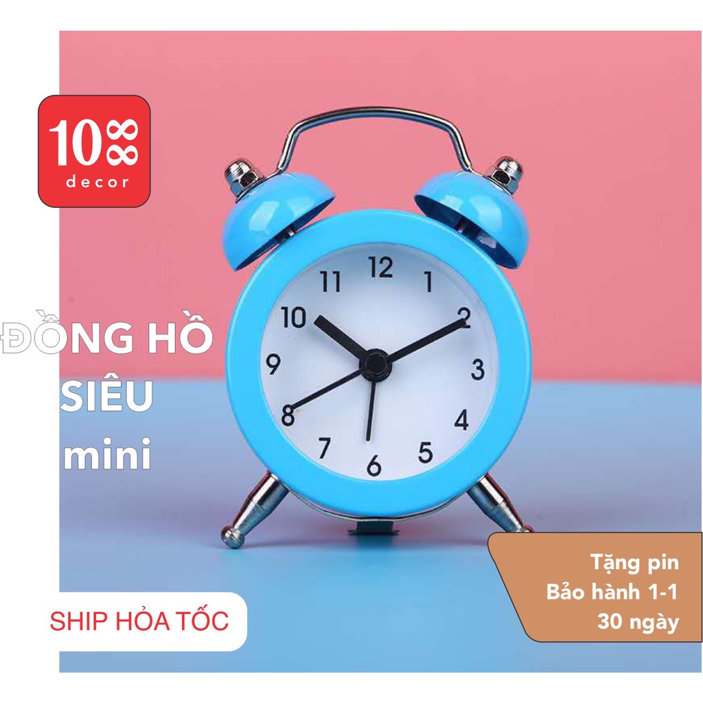 Đồng hồ trang trí mini siêu nhỏ - nhiều màu, có báo thức