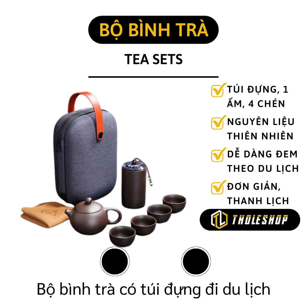 Ấm trà Tử Sa - Bộ Ấm Chén Pha Trà Tử Sa Xách Tay Du Lịch Màu Nâu 8652