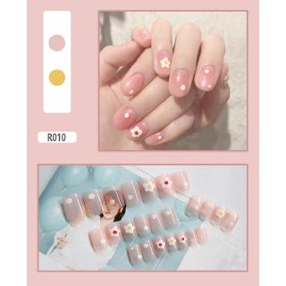 [Hàng mới về] Hộp 24 móng giả màu hồng da trang trí móng R010