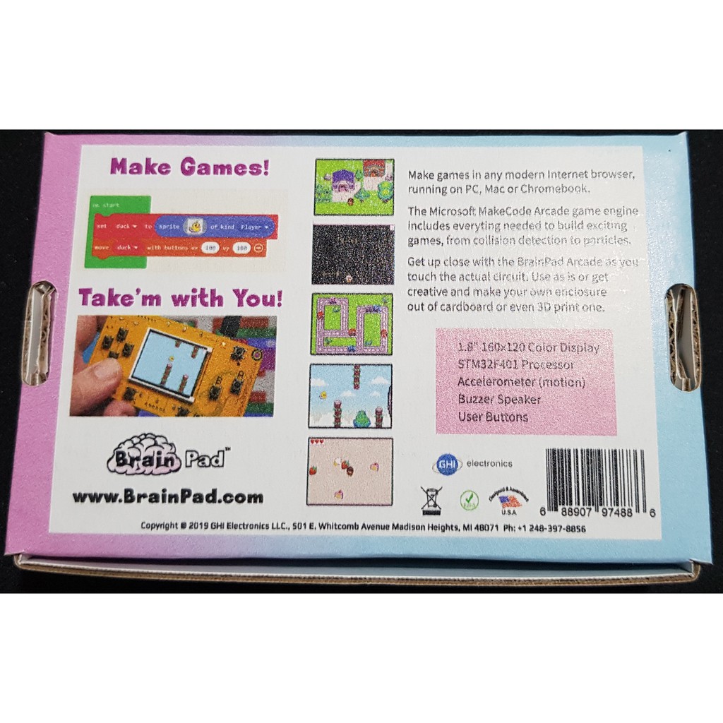 Mạch máy học làm games cho trẻ em - BrainPad Arcade for MakeCode Arcade
