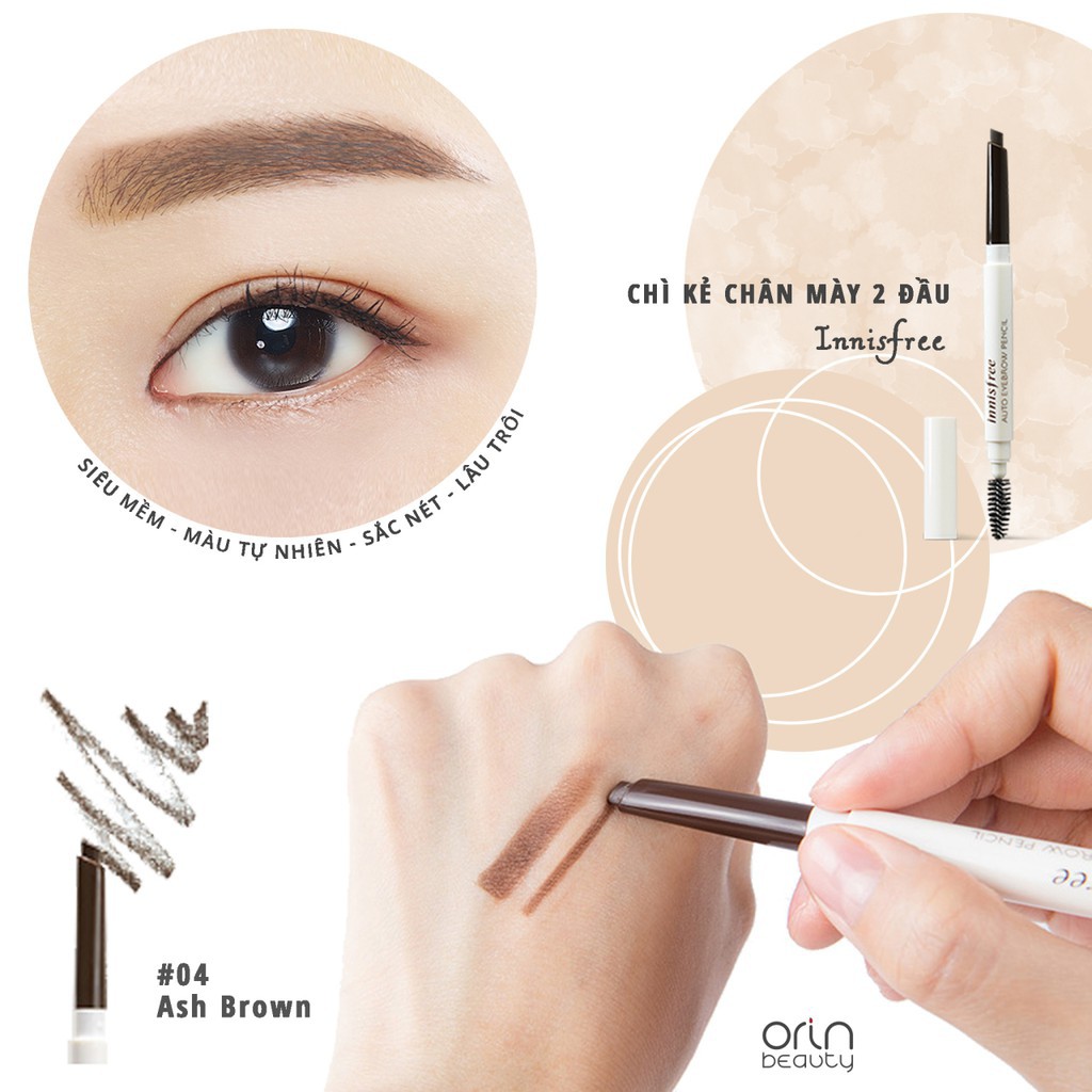 Chì Kẻ Mày 2 Đầu Lâu Trôi Innisfree Auto Eyebrow Pencil - Hàn Quốc Chính Hãng