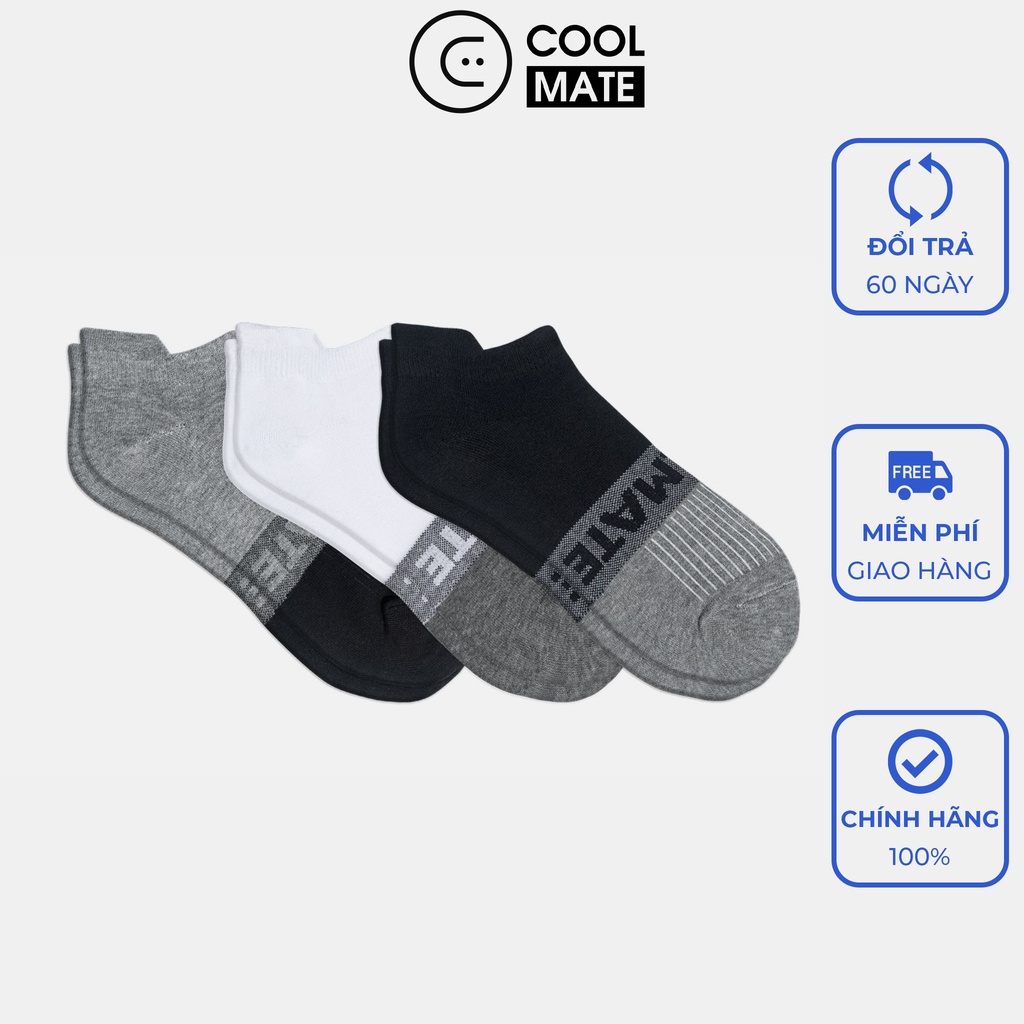 Combo 3 đôi tất cổ ngắn phối màu khử mùi mới - thương hiệu Coolmate