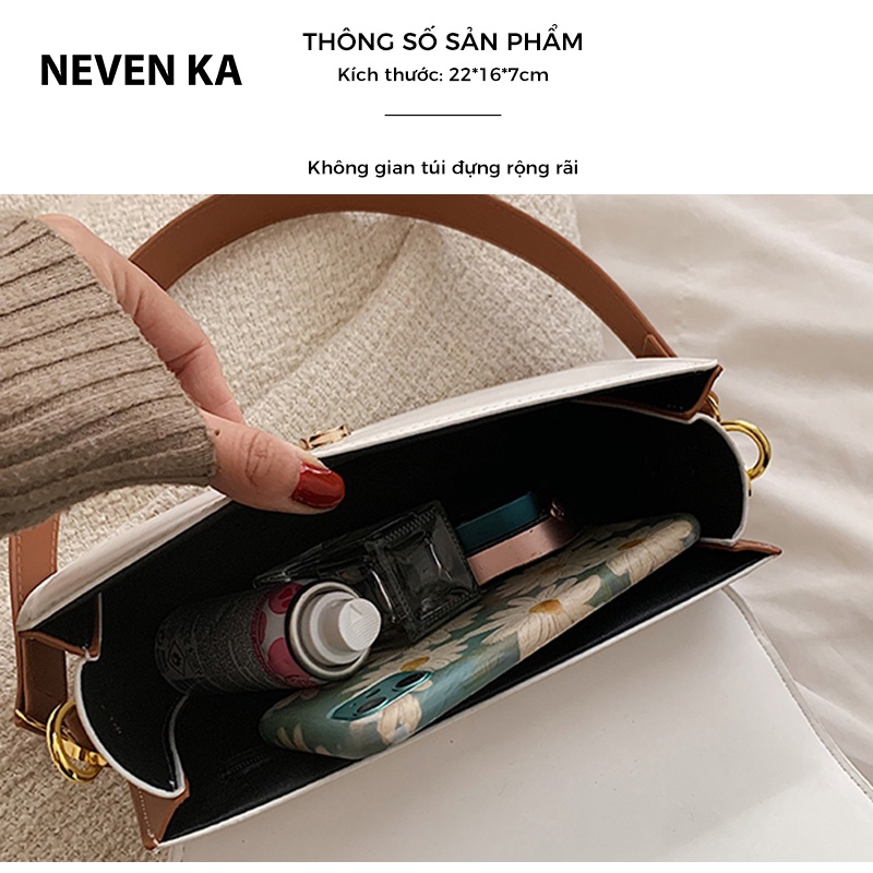 Túi Đeo Vai Đeo Chéo Dáng Bầu Khóa Chữ D Phong Cách Trẻ Trung Năng Động NEVENKA N0391