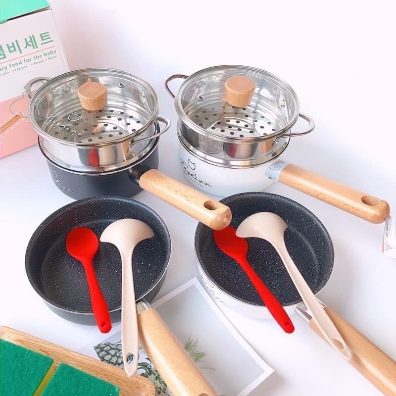 Bộ nồi, chảo và xửng hấp phong cách Hàn Quốc