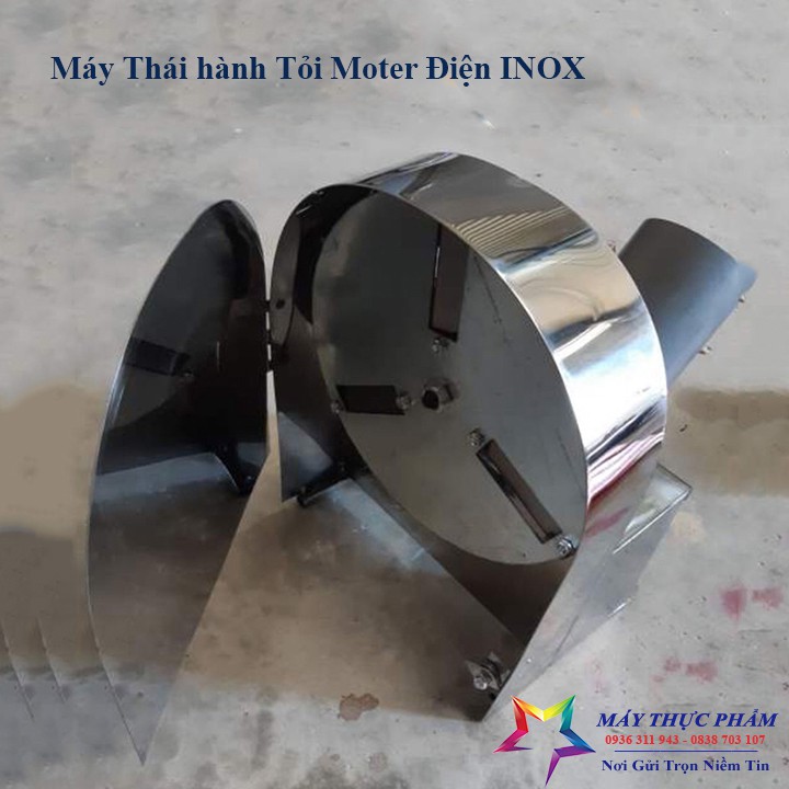 Máy Thái Hành, Củ quả nhỏ chạy Motor vỏ inox sáng bóng