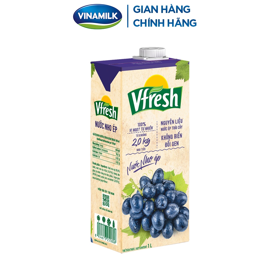 Nước nho ép Vfresh Hộp 1L