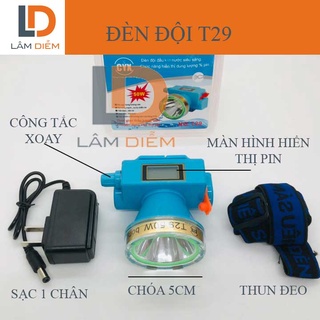 ĐÈN PIN SẠC ĐỘI ĐẦU CÔNG TẮC XOAY CÓ MÀN HÌNH HIỂN THỊ TRĂM PIN T29
