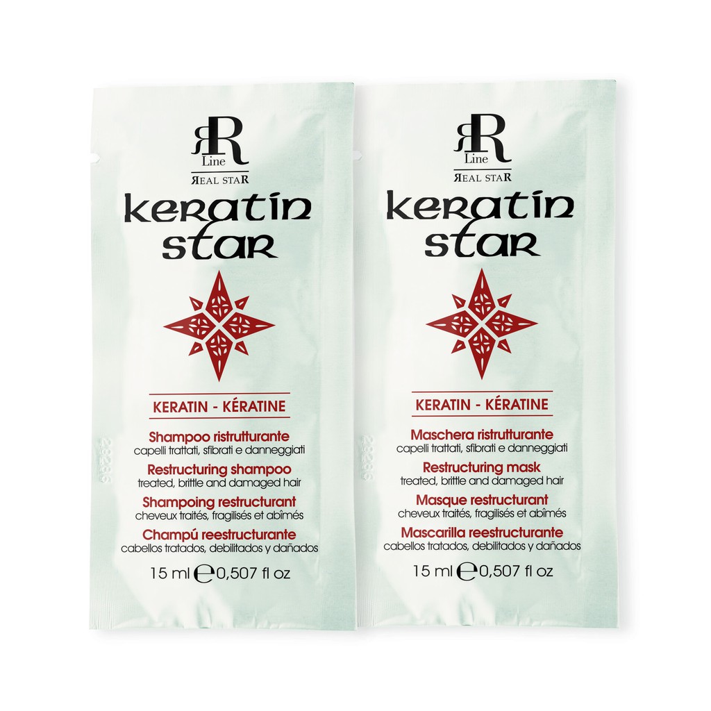 Combo 2 gói dầu gội xả phục hồi và dưỡng ẩm tóc RRline Keratin Star 30ml