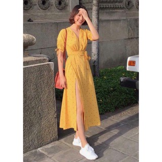 Maxi freesize bi xẻ tà 2 màu