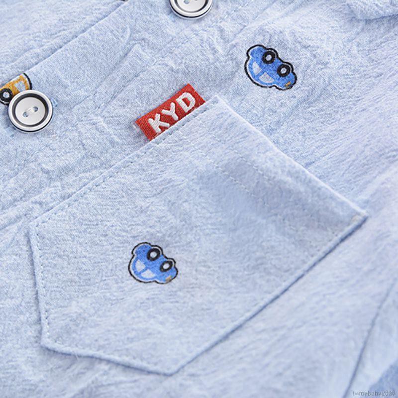 Áo thun in hình xe hơi hoạt hình + quần jeans thời trang năng động cho bé trai