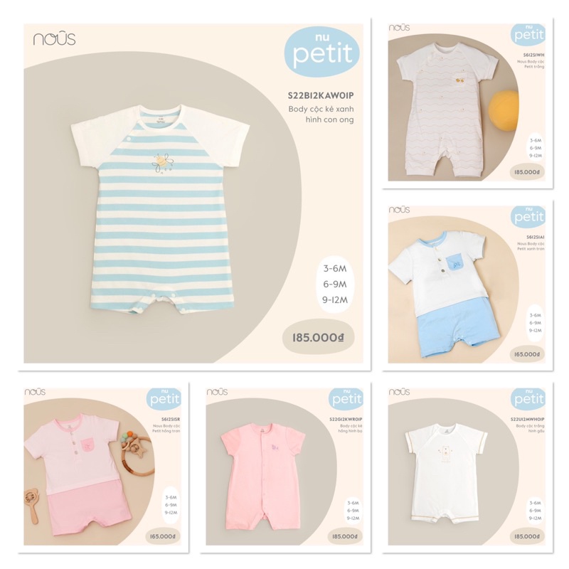 [ Nous 2022] Bộ body cộc nous ( size 3-6m, 6-9m, 9-12m)