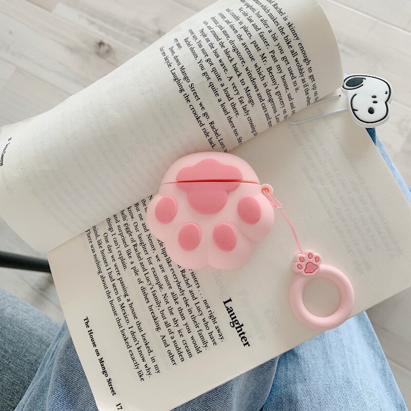 Vỏ bọc bảo vệ hộp sạc tai nghe hình bàn chân mèo 3d thích hợp cho Airpods 1/ 2/ 3 Pro