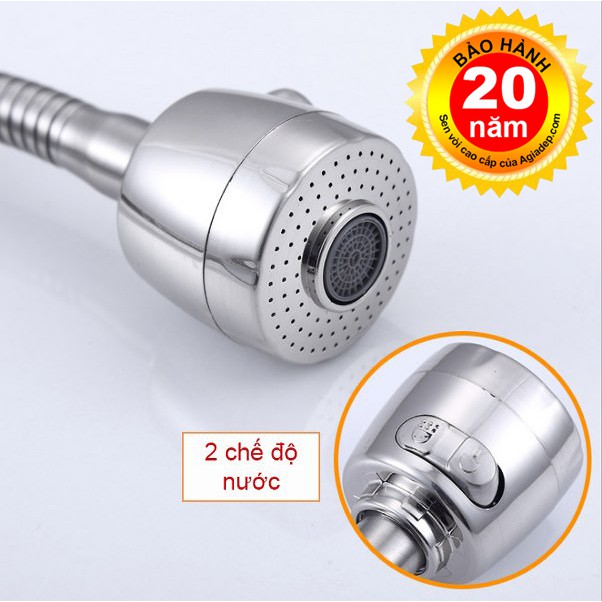 Vòi bếp nóng lạnh (cổ mềm) SUS304 - FUSINAN (Kèm Đôi dây cấp)