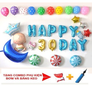 COMBO BÓNG TRANG TRÍ MỪNG ĐẦY THÁNG THÔI NÔI CHO BÉ -  HAPPY FULLMONTH- HAPPY 30 DAY