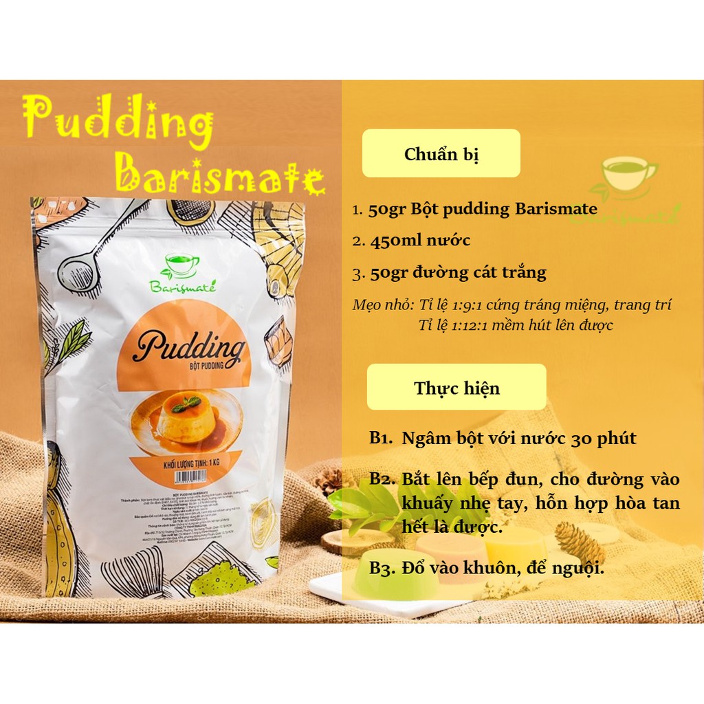 Bột Pudding Barismate Mềm Mịn 6 Vị  - Túi 1kg