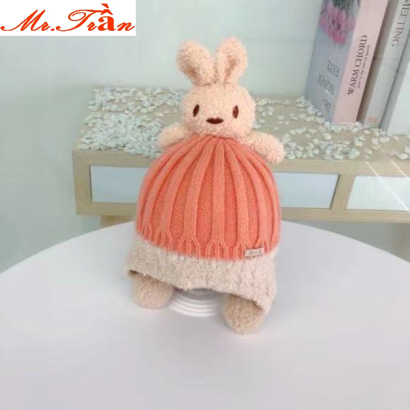 Mũ len nón len dệt kim bảo vệ tai cho bé trai bé gái từ 6 tháng đến 3 tuổi Mã Mũ hình thỏ