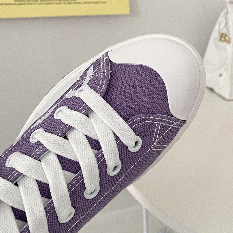 Mới Giày Thể Thao Canvas Màu Tím Phong Cách Hàn Quốc Cho Nữ Sinh